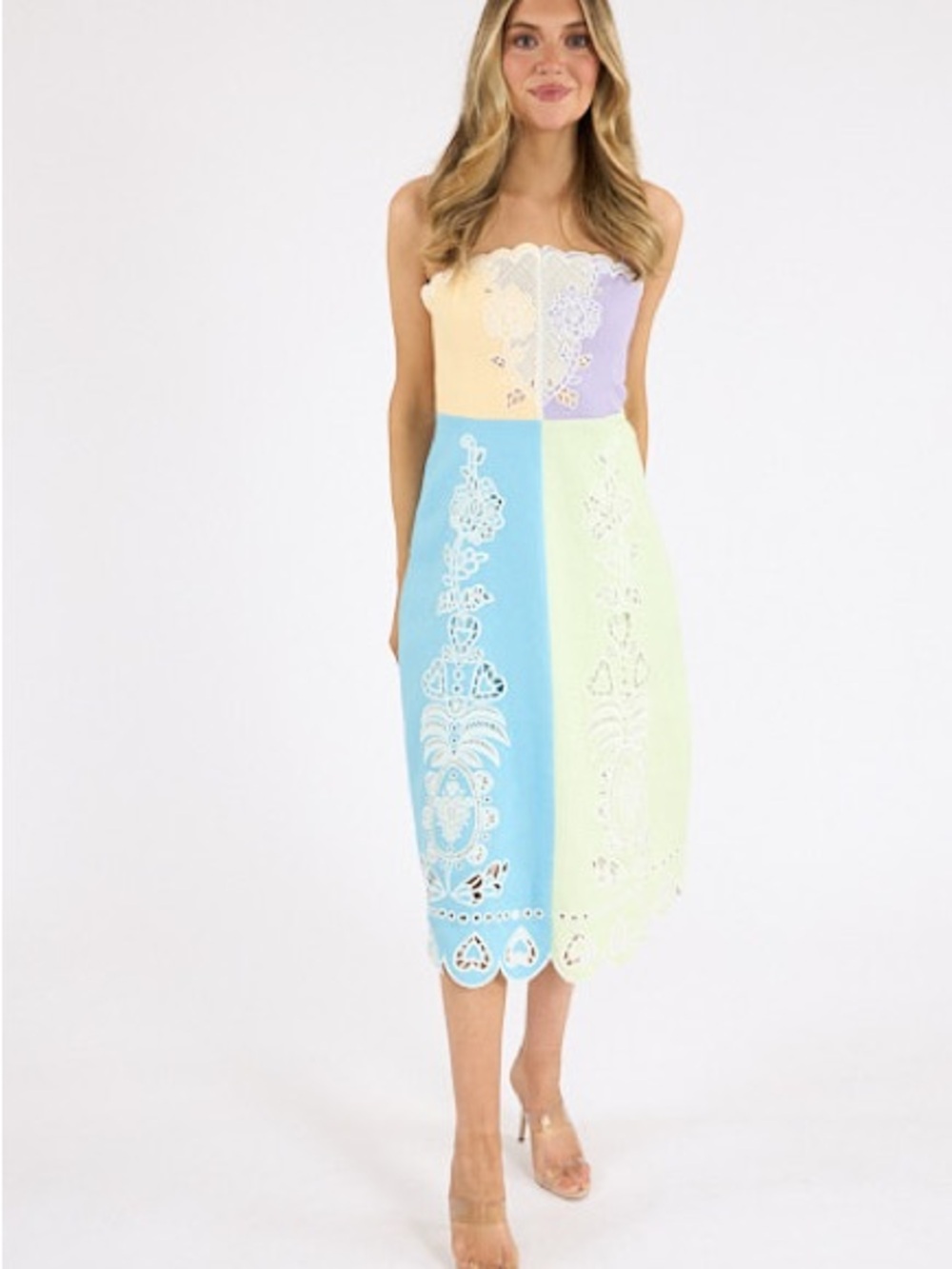 FARM Rio Multi Color Embroidery Linen Midi Dress, Size XS
